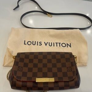 LOUIS VUITTON FAVORITE DAMIER MM BAG PURSE POUCHETTE LIKE NEW 100% AUTHENTIC